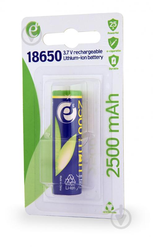 Акумулятор EnerGenie Li-Ion 18650 високострумовий 2500 (10C) мАгод із захистом 1 шт. (EG-BA-18650-10C/2500) - фото 2