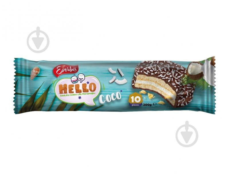 Печиво Hello Coco з кокосом 200 г (4823017509788) - фото 1 Печиво Hello Coco з кокосом 200 г (4823017509788) - фото 1