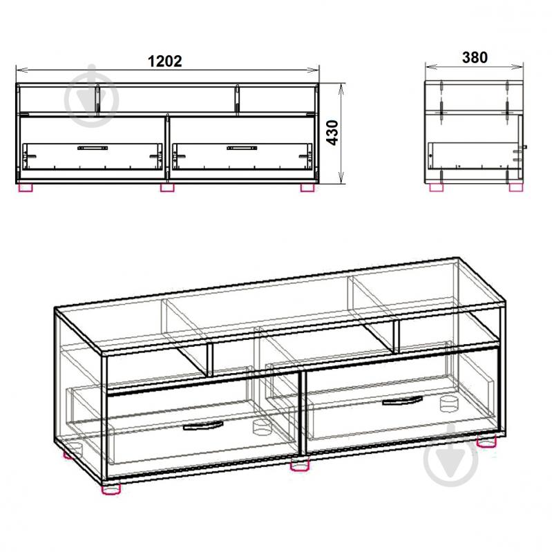 Тумба под ТВ Компанит Плазма венге - фото 2
