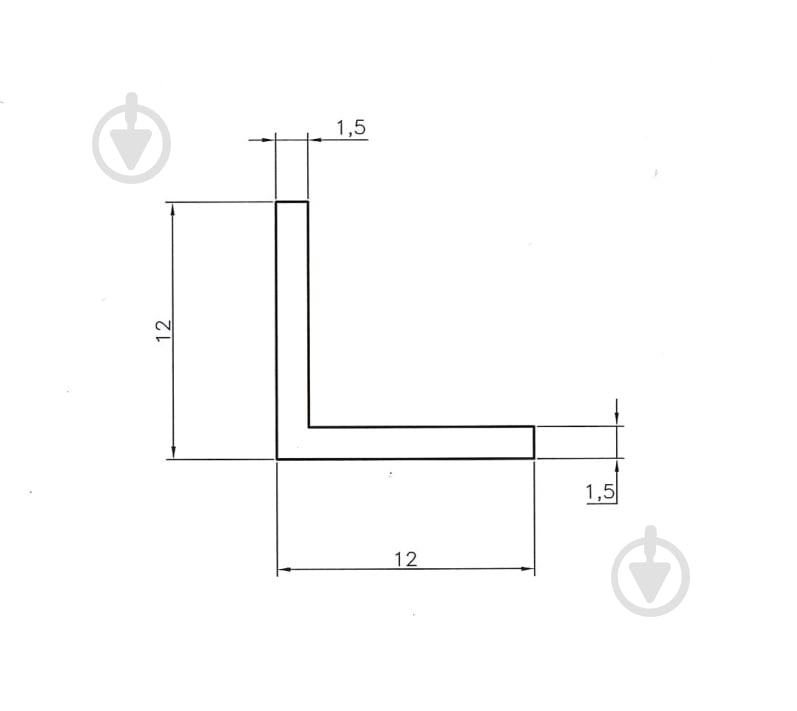 Уголок алюминиевый Braz Line 12x12x1,5 мм 1000 мм анодированный - фото 2