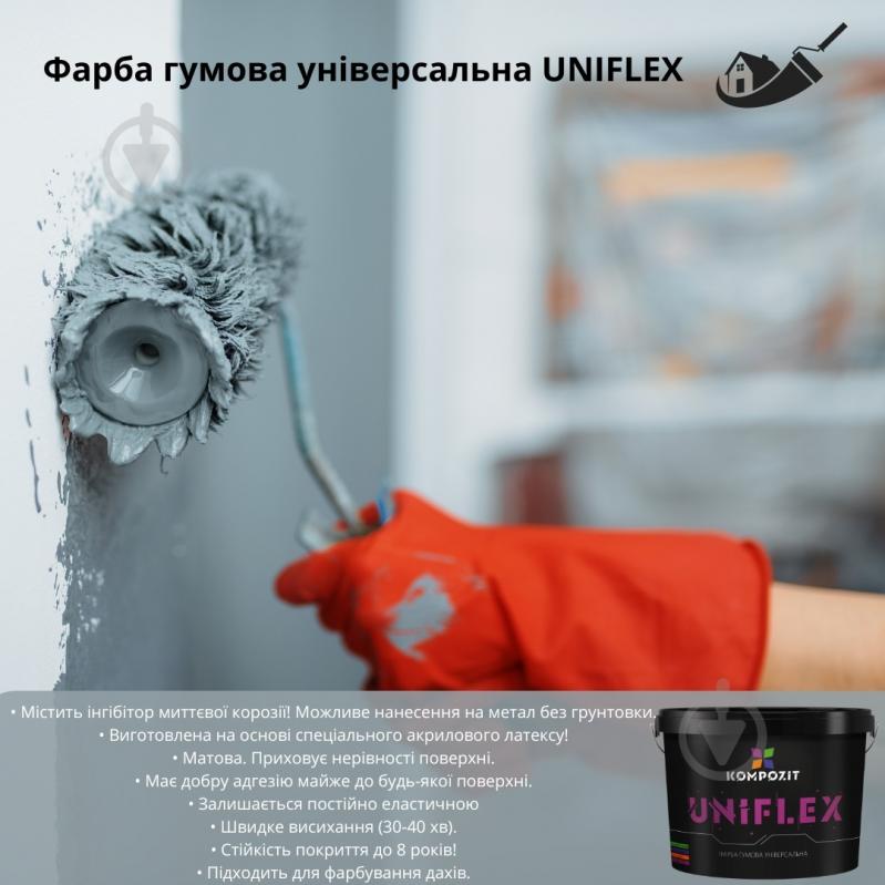 Краска универсальная резиновая Kompozit UNIFLEX мат RAL 5024 3,5 кг - фото 4