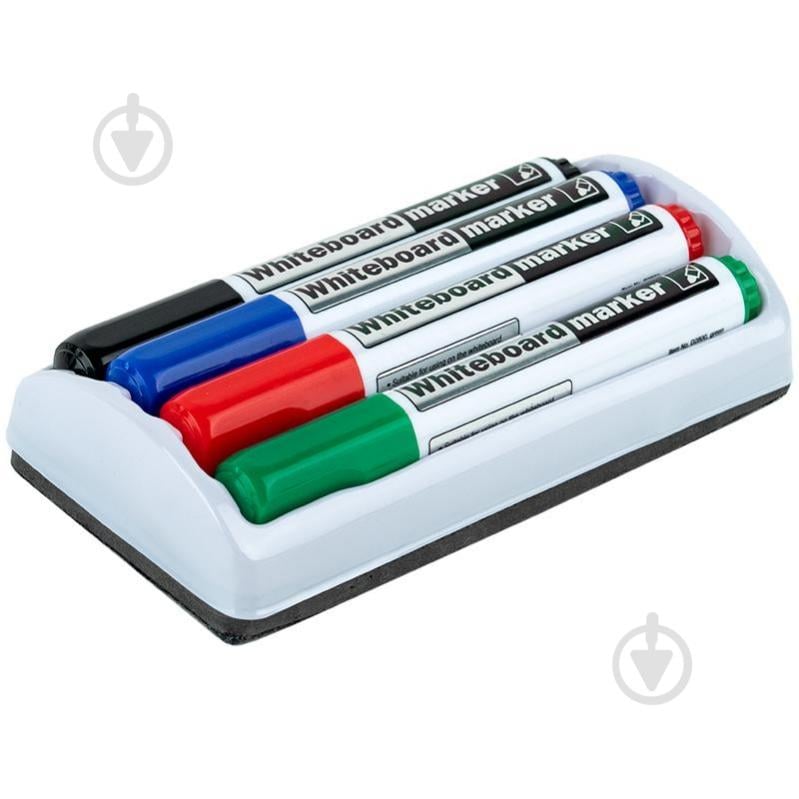 Набір маркерів Axent Whiteboard D2800: 4 маркери та магнітний тримач-губка в асортименті D2800-80 - фото 1