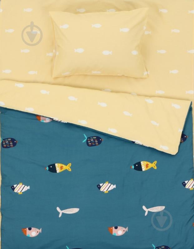 Комплект постільної білизни Luna Kids Fish 145х215 см синій із жовтим - фото 1