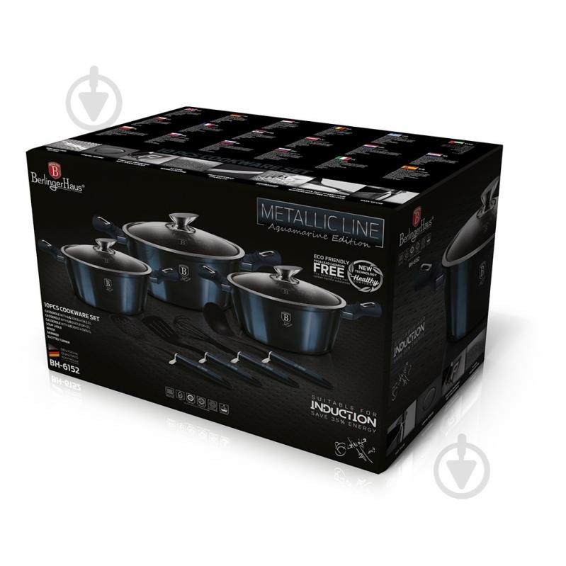 Набор посуды Berlinger Haus Metallic Line AQUAMARINE Edition 10 предметов BH 6152 - фото 2