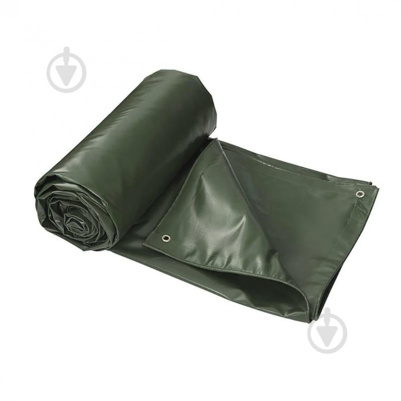 Тент универсальный Техно Тент Плюс водонепроницаемый ПВХ 650 г/м² с люверсами 3х4,85 м хаки - фото 1