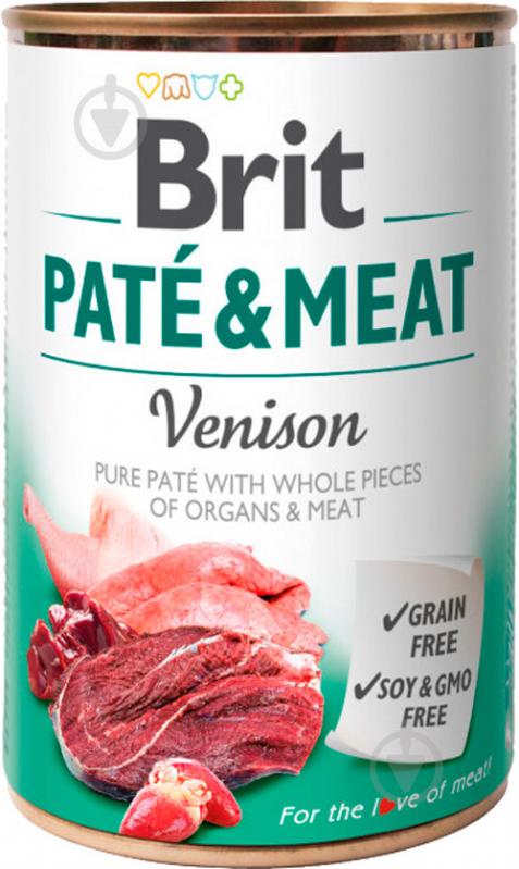 Консерва для усіх порід Brit Care Pate & Meat для собак з олениною 400г 400 г - фото 1