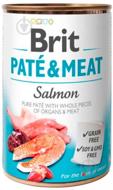 Консерва для усіх порід Brit Care Pate & Meat з лососем, 400г, для собак 400 г - фото 1