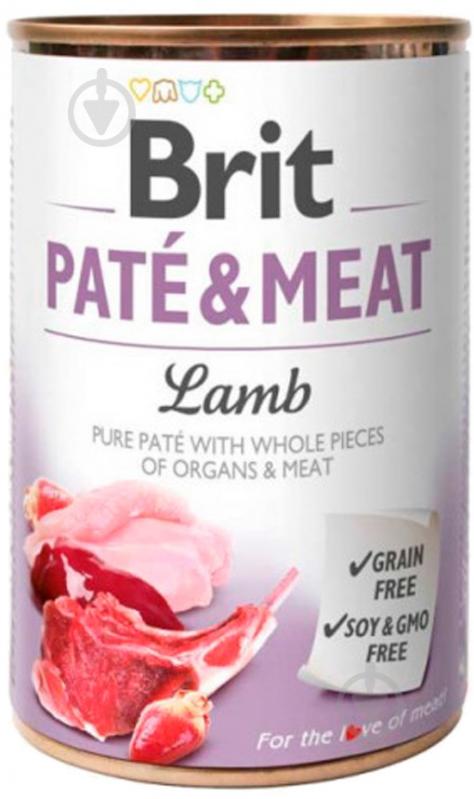 Консерва для всех пород Brit Care Pate & Meat0с ягненком, 400г, для собак 400 г - фото 1