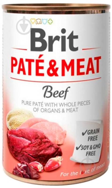 Консерва для усіх порід Brit Care Pate & Meat з яловичиною, 400г, для собак 400 г - фото 1