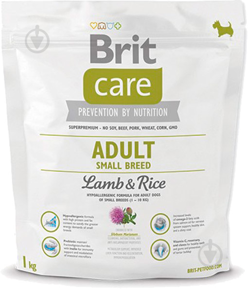 Корм для малих порід Brit Care Adult Small Breed для собак малих порід з ягнятиною та рисом, 1кг, 132708 1 кг - фото 1