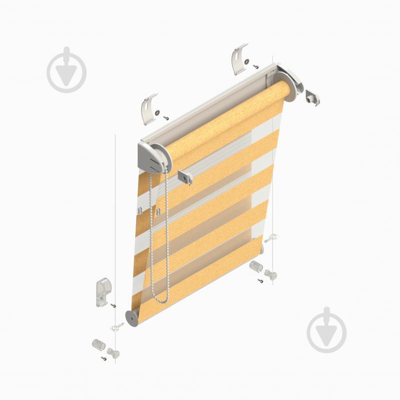 Ролета день-ночь Rollotex с фиксацией под наклон черная с белой сеткой 112x220 см - фото 7