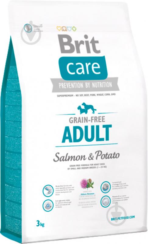 Корм для середніх порід Brit Care Grain Free Adult з лососем та картоплею, 3кг, 132725 3 кг - фото 1