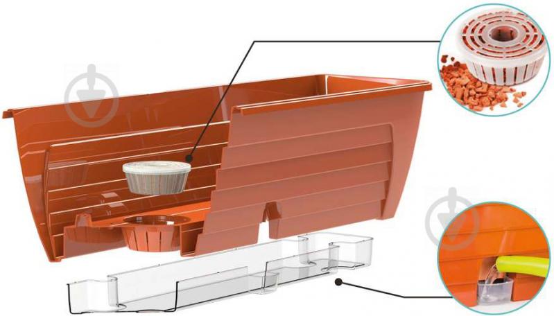 Ящик балконный Santino Lido с автополивом прямоугольный 12,3 л терракотовый (LID600TER) - фото 2