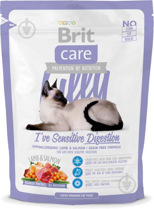 Корм Brit Care Lilly I have Sensitive Digestion з ягням та лососем 400 г - фото 1