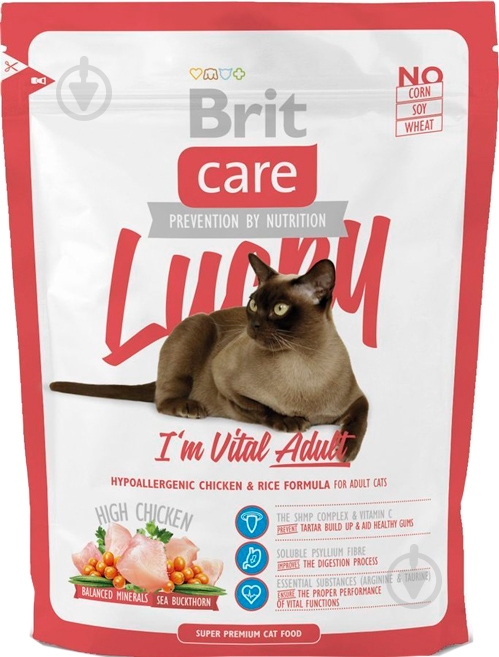 Корм Brit Care Lucky I am Vital Adult с курицей 400 г - фото 1