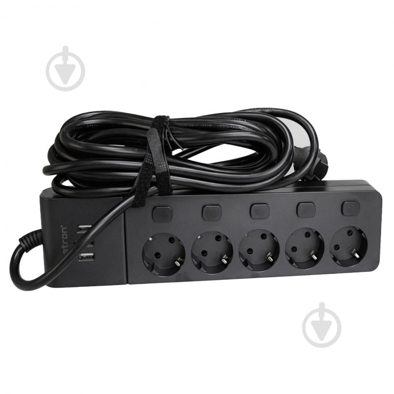 Сетевой фильтр Patron Power 3хUSB 16А 250В с заземлением 5 гн. черный 5 м EXT-PN-SP-1655-USB - фото 2 Сетевой фильтр Patron Power 3хUSB 16А 250В с заземлением 5 гн. черный 5 м EXT-PN-SP-1655-USB - фото 2