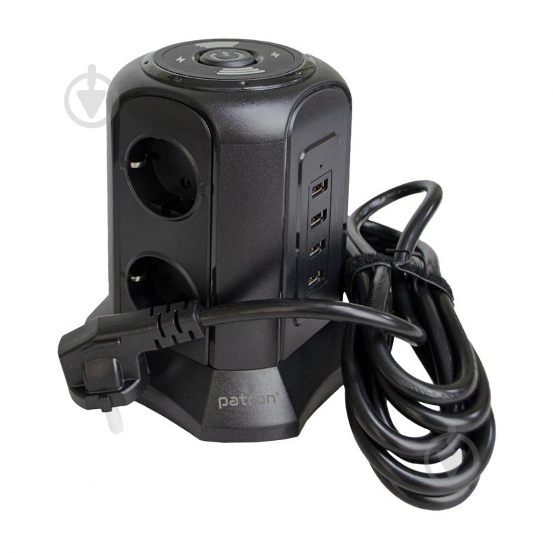 Мережевий фільтр Patron Power 4хUSB та бездротова зарядка із заземленням 6 гн. чорний 3 м EXT-PN-SP-1663-USBTW - фото 3