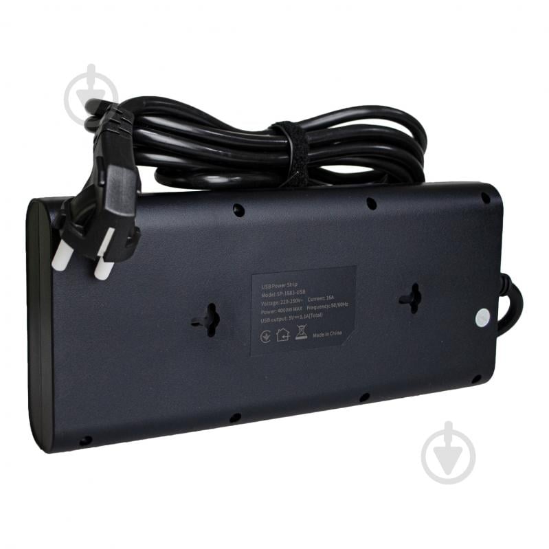 Мережевий фільтр Patron Power 4хUSB 16А 250В із заземленням 8 гн. чорний 3 м EXT-PN-SP-1683-USB - фото 3 Мережевий фільтр Patron Power 4хUSB 16А 250В із заземленням 8 гн. чорний 3 м EXT-PN-SP-1683-USB - фото 3