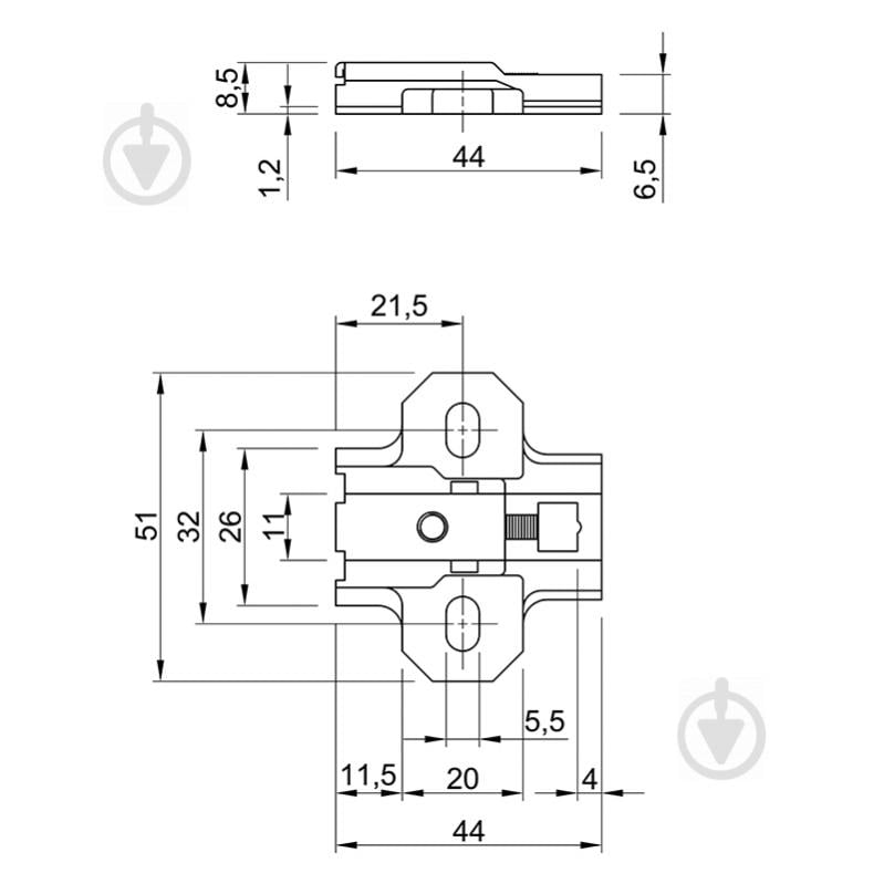 Петля накладная Intermat -45° с монтажной планкой 85997 Hettich - фото 3