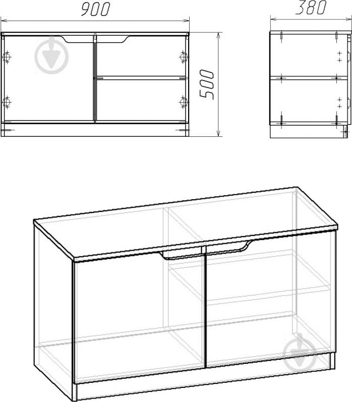 Тумба для обуви Компанит ТО-13 900x380x500 мм яблоня - фото 2