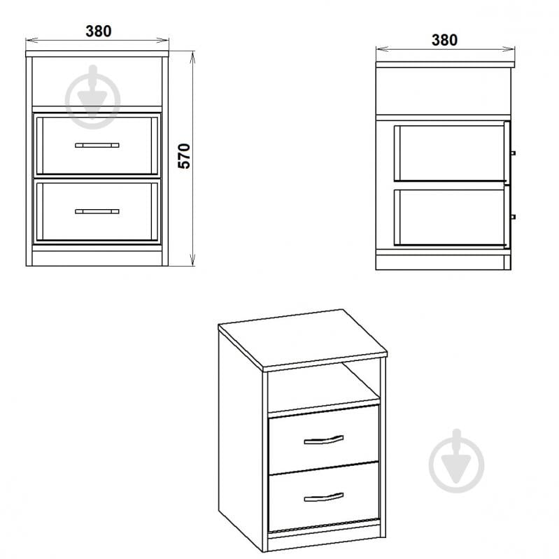 Тумба прикроватная Компанит ПКТ-2 венге - фото 2