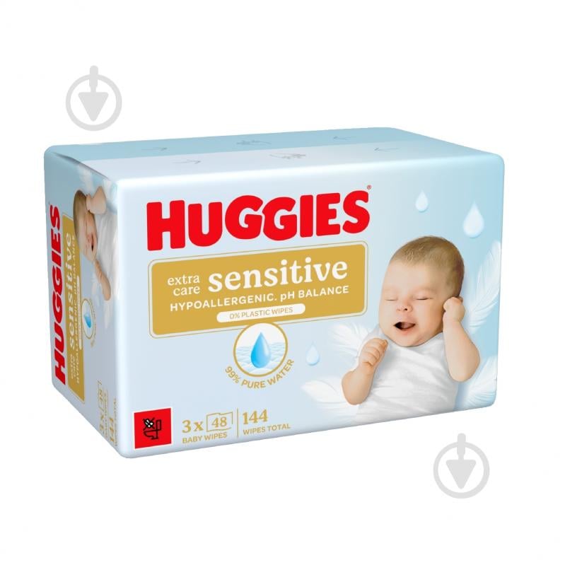 Дитячі вологі серветки Huggies Pure ExSens Triplo 144 шт. - фото 1