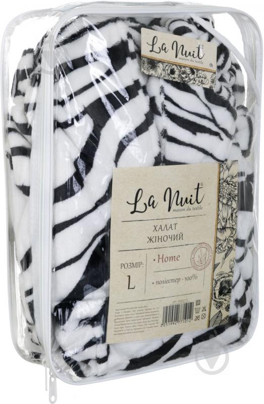 Халат жіночий La Nuit Віола р. XL чорний із білим - фото 4