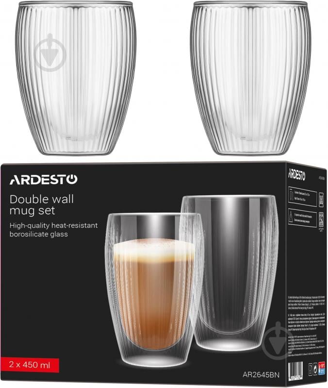 Набор чашек Ardesto 450 мл 2 шт. прозрачный AR2645BN - фото 6