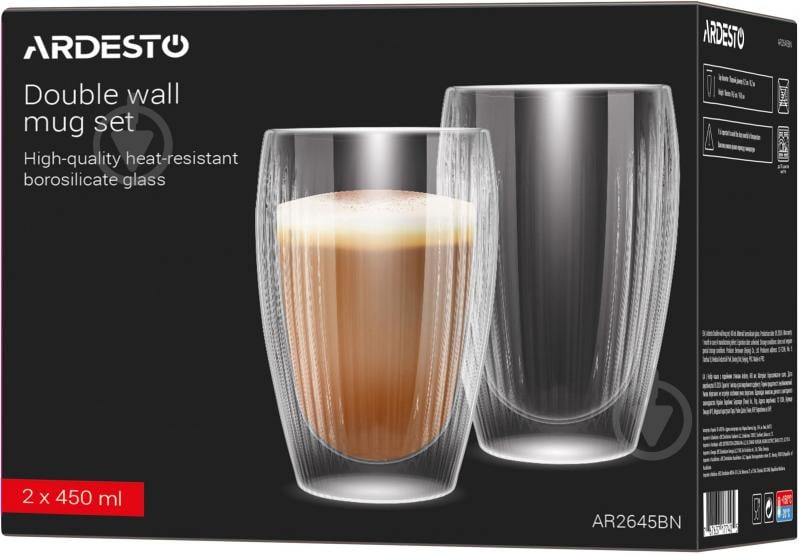 Набор чашек Ardesto 450 мл 2 шт. прозрачный AR2645BN - фото 4