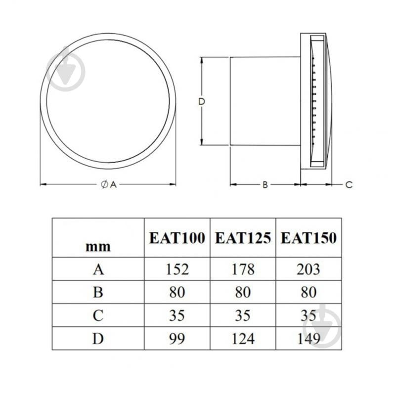 Вентилятор EUROPLAST E-extra EAT125S - фото 2
