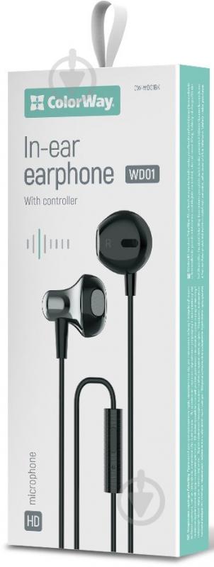 Наушники ColorWay Slim 3.5 mm Wired Earphone Blast 1 black (CW-WD01BK) - фото 1