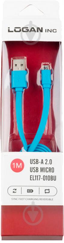 Кабель Logan USB – microUSB 1 м блакитний EL117-010BU - фото 3 Кабель Logan USB – microUSB 1 м блакитний EL117-010BU - фото 3