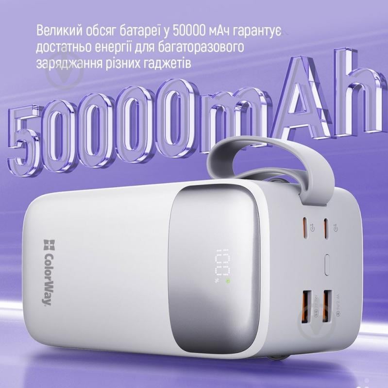 Повербанк ColorWay Powerful (USB QC3.0 + USB-C Power Delivery 22.5W) 50000 mAh white (CW-PB500LPA4WT-PDD) - фото 22