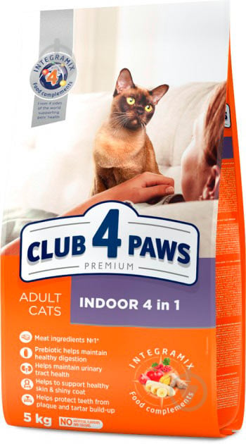 Корм Club 4 Paws Premium Indoor 4 в 1 курица, кукуруза, рис 5 кг - фото 1