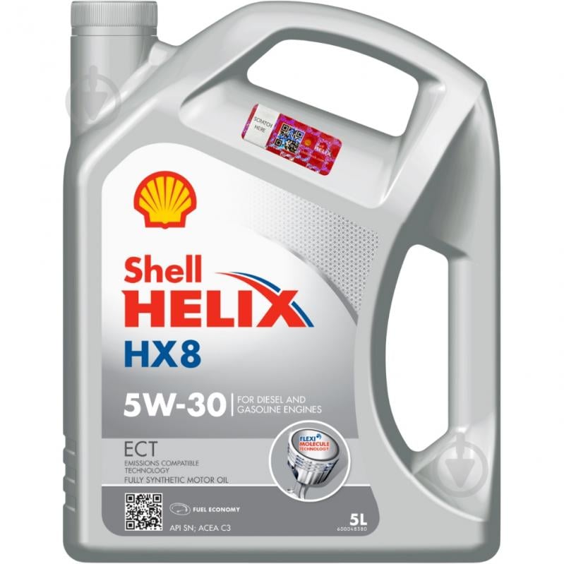Моторное масло синтетическое SHELL Helix HX8 ECT 5W-30 5 л (ТОВ-У507510) - фото 1