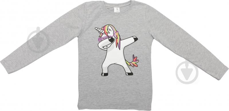 Реглан для девочки Luna Kids Dabbing Unicorn р.152 серый меланж - фото 2