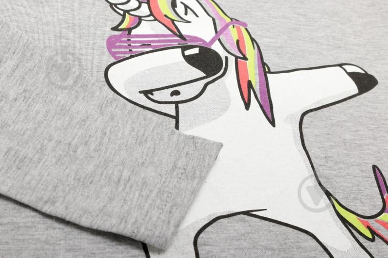 Реглан для девочки Luna Kids Dabbing Unicorn р.152 серый меланж - фото 4