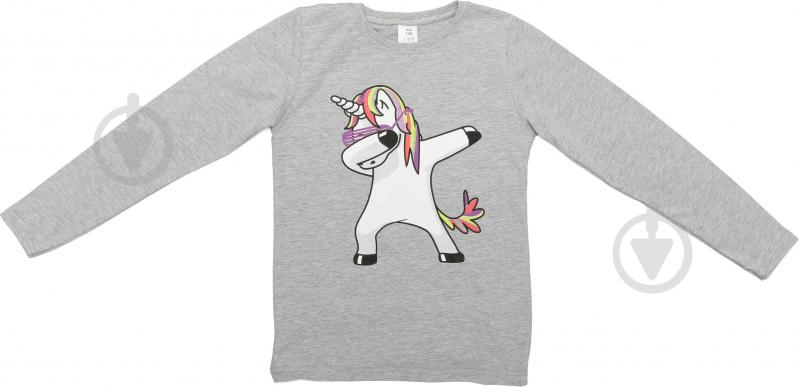 Реглан для девочки Luna Kids Dabbing Unicorn р.158 серый меланж - фото 2