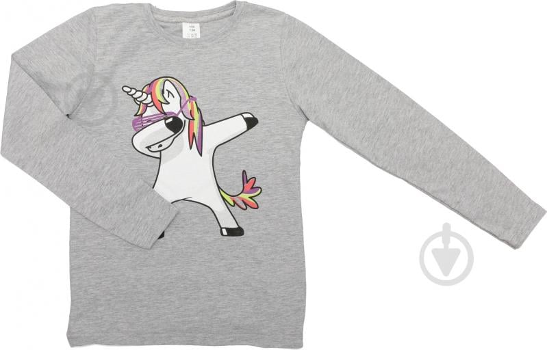 Реглан для девочки Luna Kids Dabbing Unicorn р.158 серый меланж - фото 1