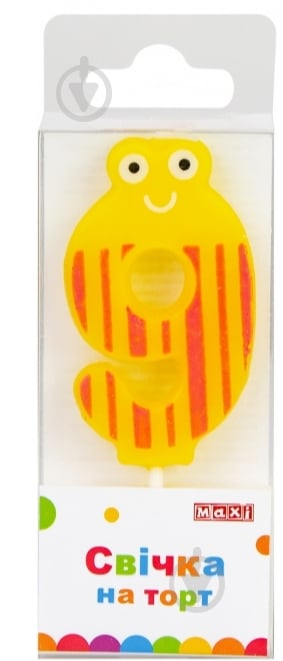 Свічка Цифра "9" 45 см Maxi - фото 1 Свічка Цифра "9" 45 см Maxi - фото 1