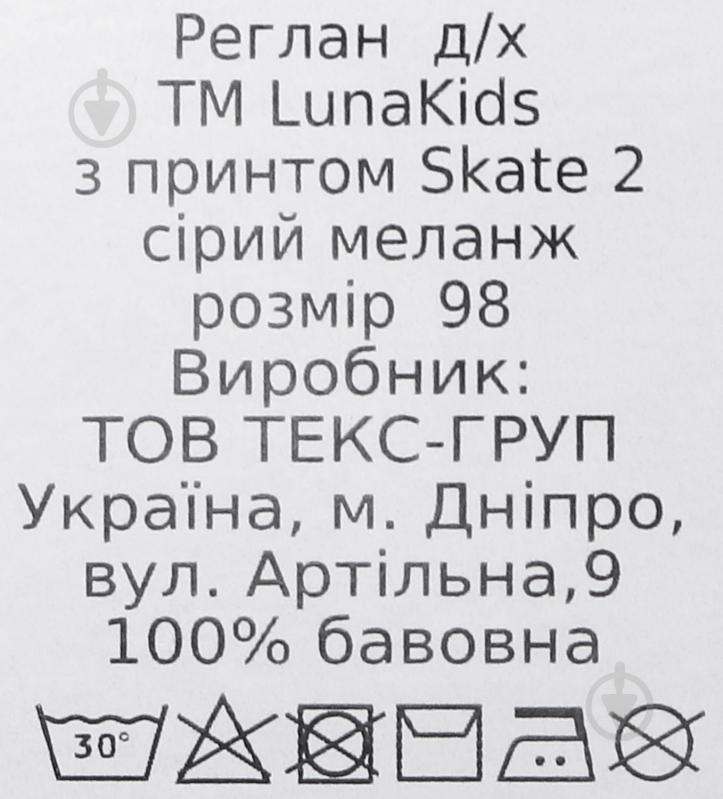 Футболка для мальчиков Luna Kids с принтом Skate 2 р.98 серый меланж - фото 5