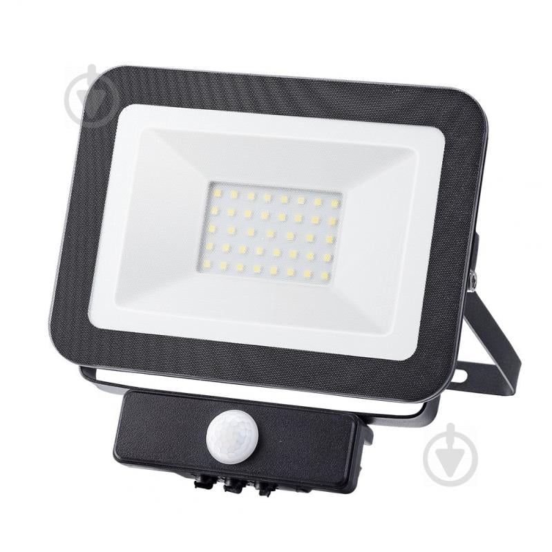 Прожектор с датчиком движения Maxus LED 30 Вт IP65 черный 1-MFL-01-3050s - фото 1