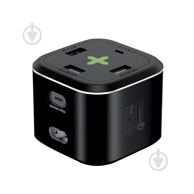Зарядний пристрій Promate PowerCube-PD80 Вт, 2хUSB-C + 3xUSB-A Black - фото 1