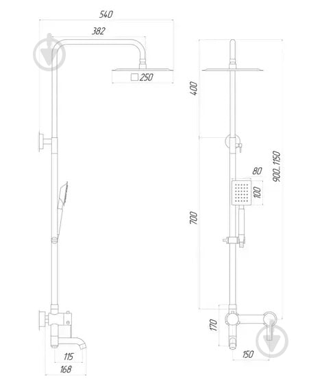 Душевая система Globus Lux ALPEN SBT1-SQ-02-304 - фото 6