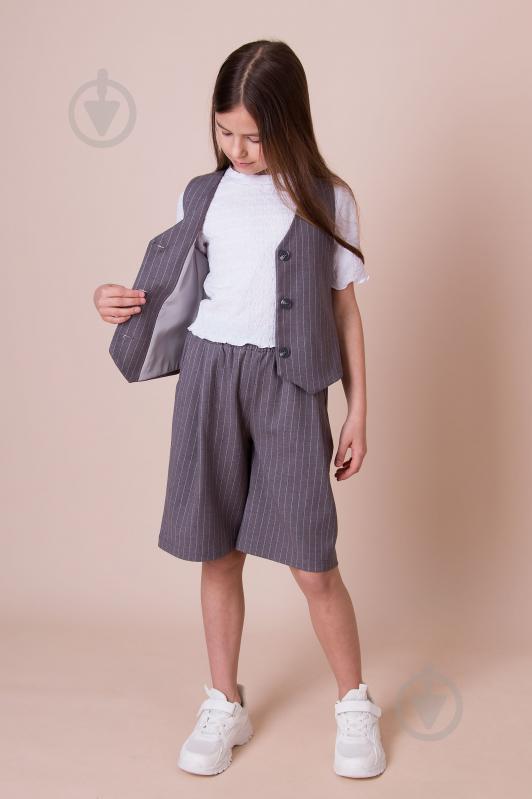 Костюм шкільний для дівчинки Mevis (03) р. 134 сірий/смужка Арт. 5488 - фото 2