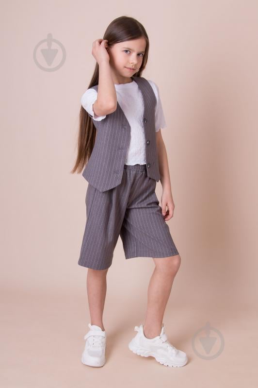 Костюм шкільний для дівчинки Mevis (03) р. 134 сірий/смужка Арт. 5488 - фото 3