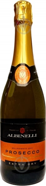 Вино ігристе Albinelli Prosecco Extra Dry Millesimato DOC біле сухе 0,75 л - фото 1