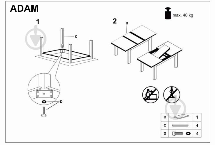 Стол обеденный Signal Meble ADAM 1000x600x750мм дуб крафт золотой/белый матовый - фото 4