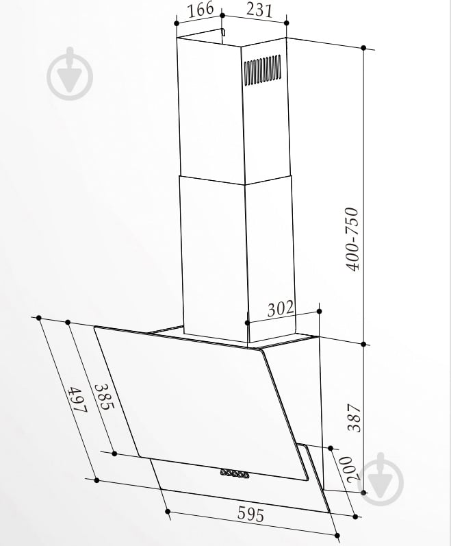 Витяжка Interline Altea WH A 60 PB/GL/A - фото 2