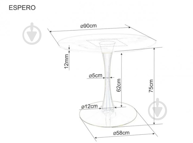 Стіл обідній Signal Meble ESPERO 900x900x750мм білий мармур/білий - фото 3